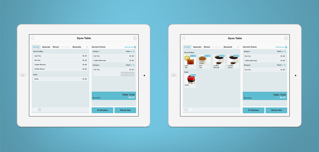 Order Up - Open Table - List and Tile View