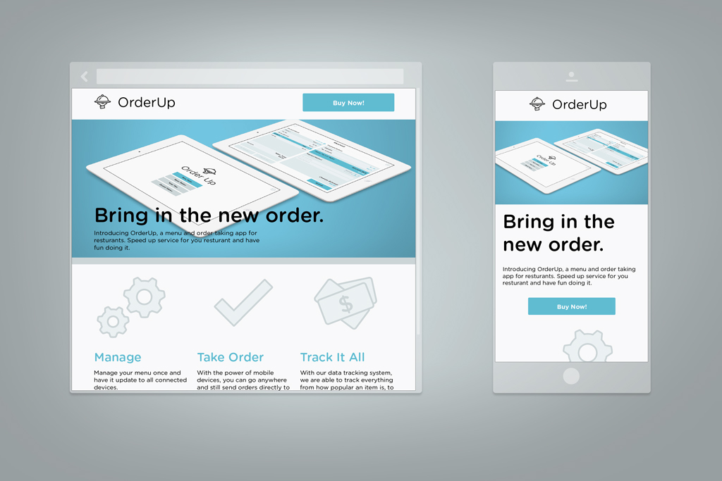 Order Up - Website - Desktop and Phone View